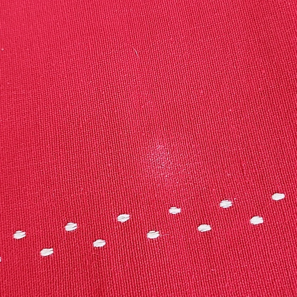 Crate & Barrel Snowy Woods red green reversible table runner 14
